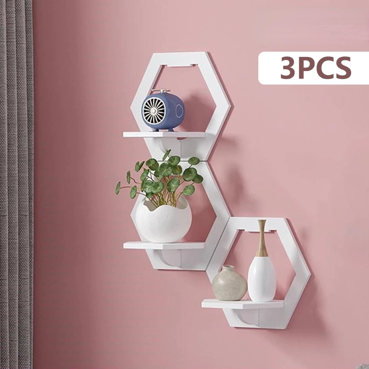 Home Bar Shelves - 3Pcs 육각형 벽 선반 펀치 무료