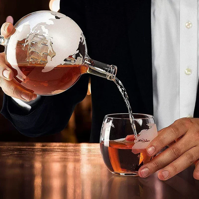 Decanter Globe Set - 글로브 위스키 디캔터 세트, 무연 크리스탈