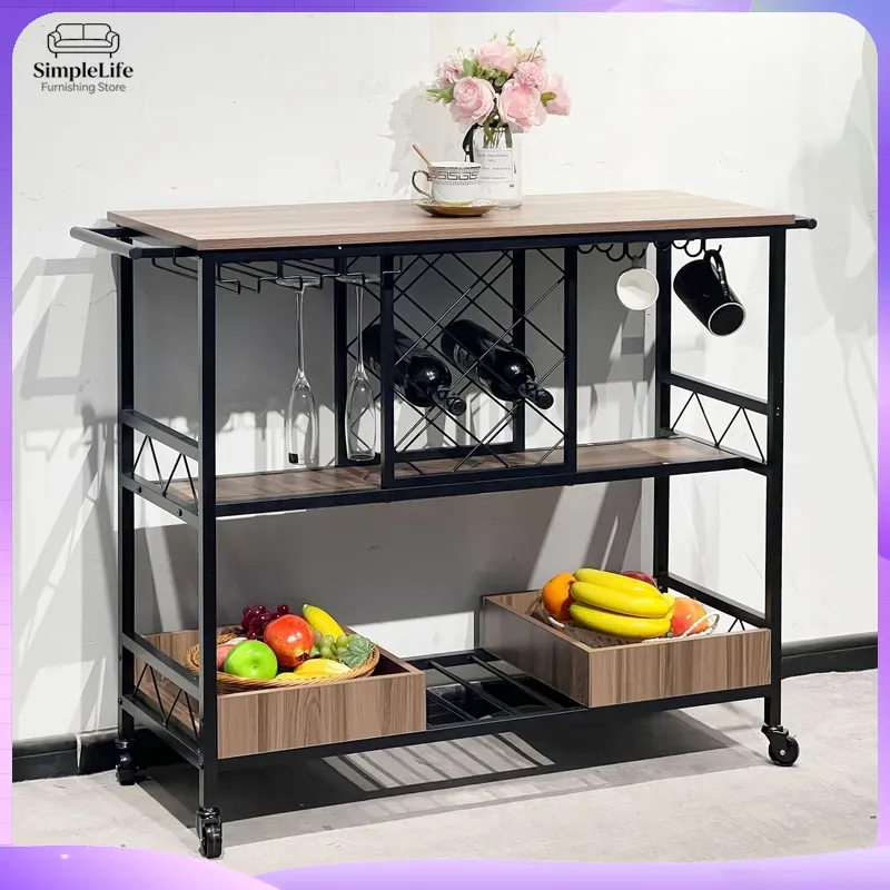 Home Bar Shelves - 다용도 주방 카트, 수납 선반, 이동식