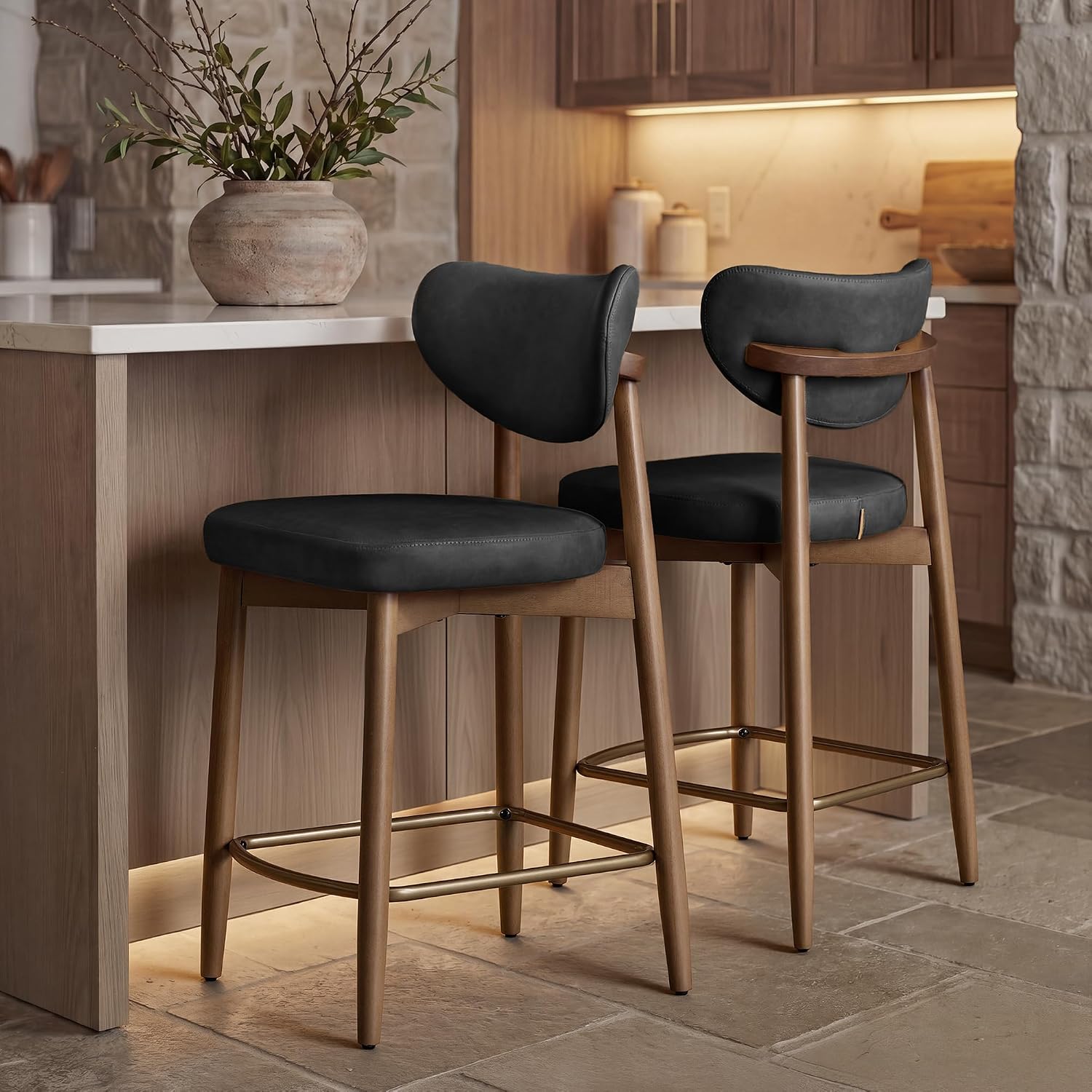Home Bar Seating - 미드 센추리 모던 스타일 원목 바