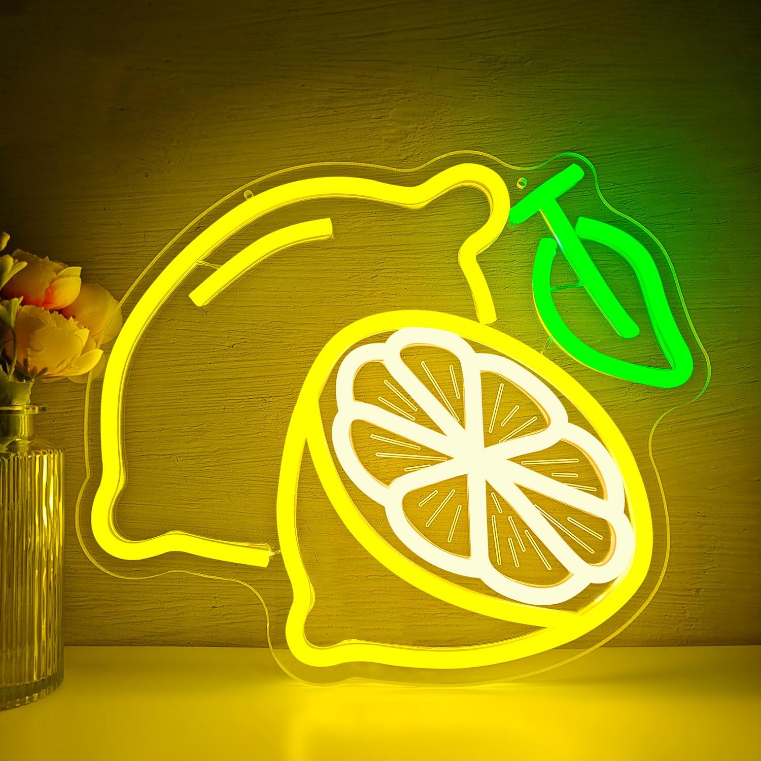 Home Bar And Kitchen - 레몬 네온사인 디머블 LED 조명 사인,