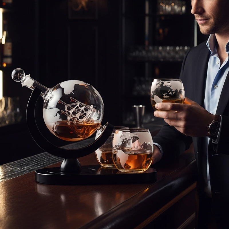 창의적인 지구본 디캔터 세트, 고급 나무 스탠드와 위스 - Decanter Globe Set 리뷰 및 가격