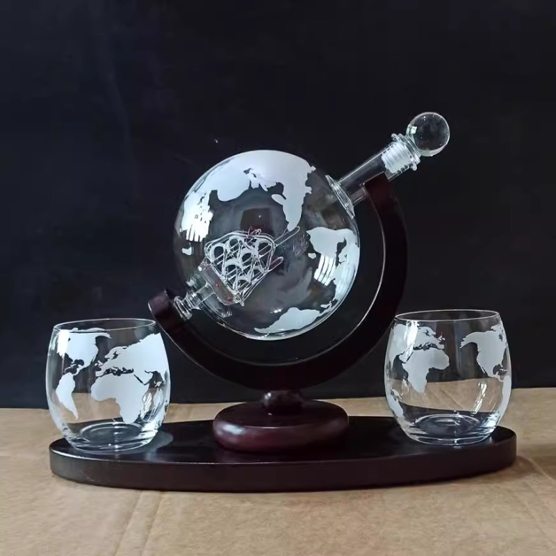 창의적인 지구본 디캔터 세트, 고급 나무 스탠드와 위스 - Decanter Globe Set 리뷰 및 가격