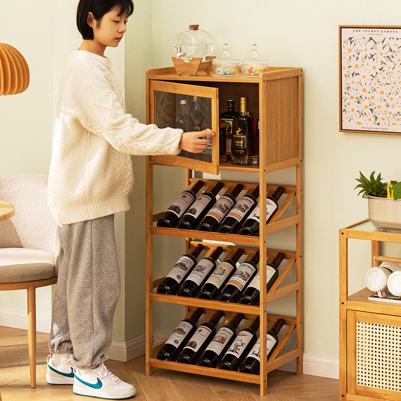 단단한 대나무 와인 랙 3/4 계층 바닥 독립형 스토리 - Home Bar Shelves 리뷰 및 가격