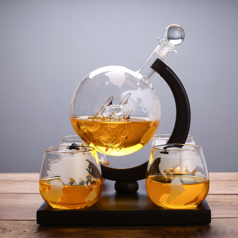 지도가 있는 글로브 디캔터 세일링 위스키 글라스 디스펜 - Decanter Globe Set 리뷰 및 가격