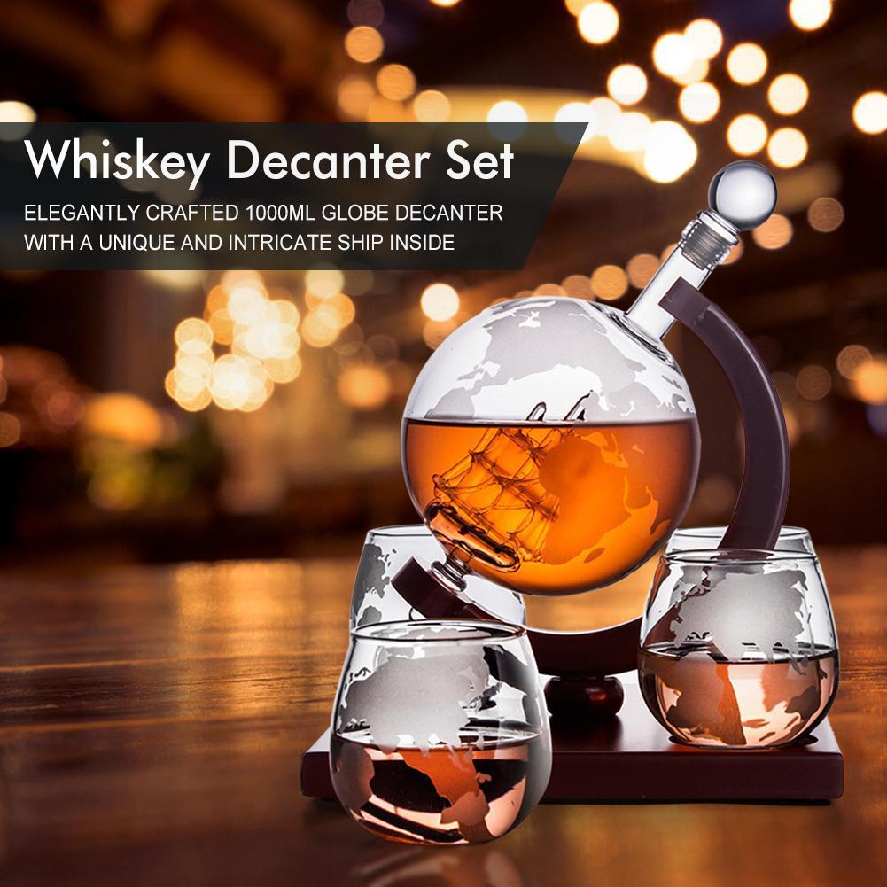 지도가 있는 글로브 디캔터 세일링 위스키 글라스 디스펜 - Decanter Globe Set 리뷰 및 가격