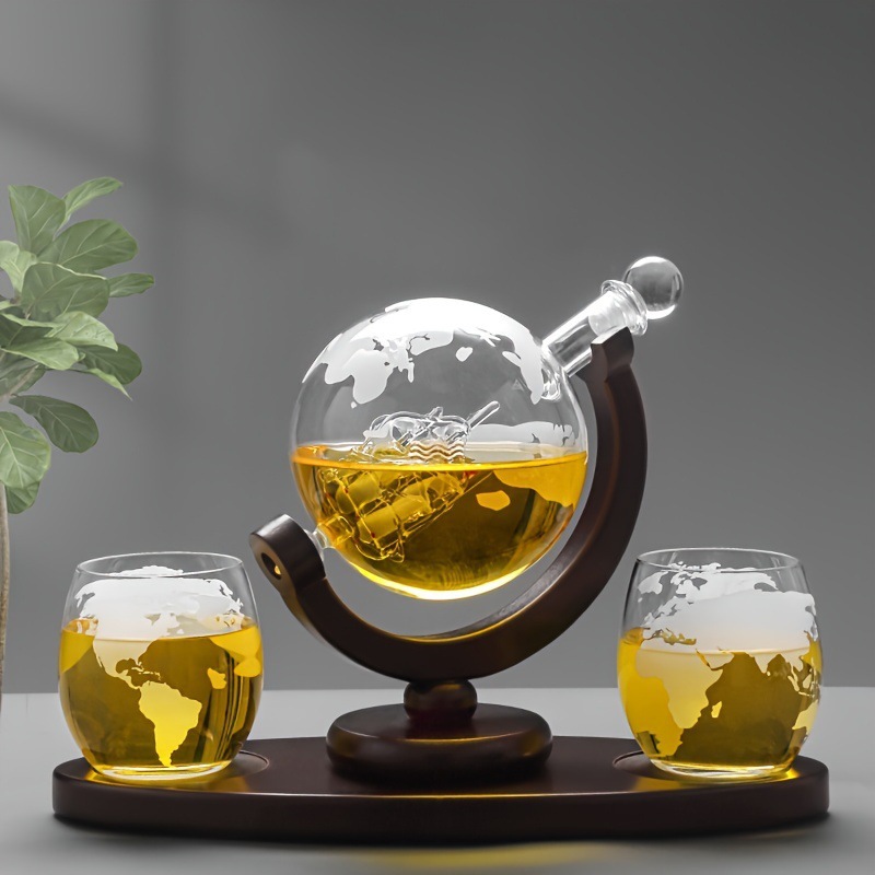 지도가 있는 글로브 디캔터 세일링 위스키 글라스 디스펜 - Decanter Globe Set 리뷰 및 가격