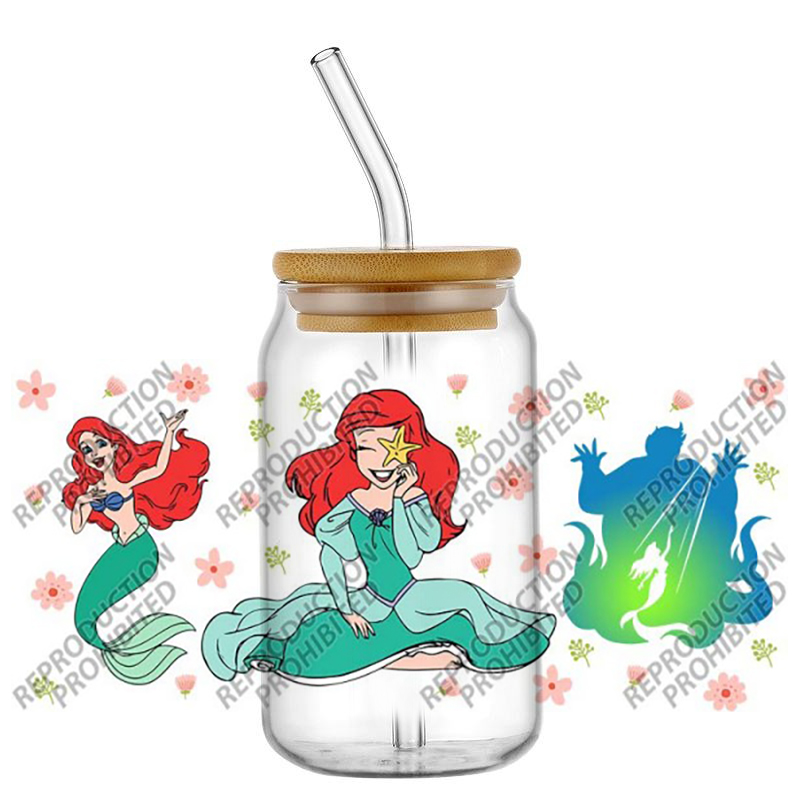 인기 레트로 만화 인어공주 아리엘 유명 16온스 UV  - Old Fashioned Glass 리뷰 및 가격