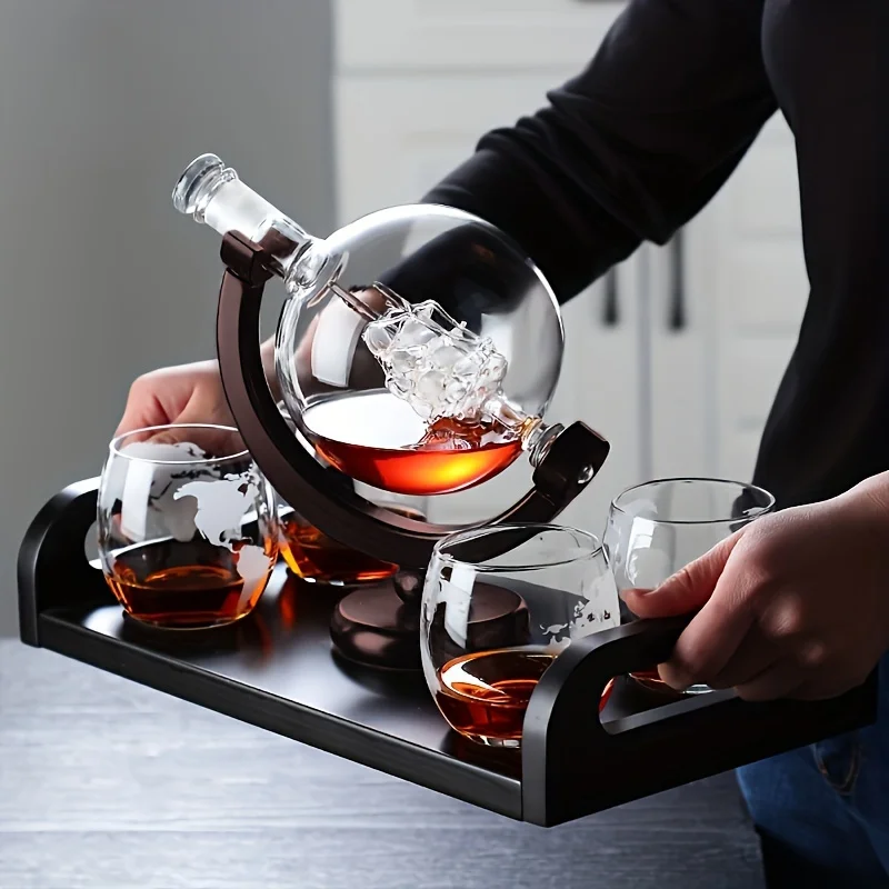 지구본 모양 위스키 디캔터 보로실리케이트 유리와 나무  - Decanter Globe Set 리뷰 및 가격