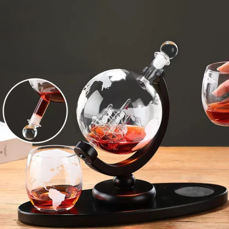 지구본 모양 위스키 디캔터 보로실리케이트 유리와 나무  - Decanter Globe Set 리뷰 및 가격