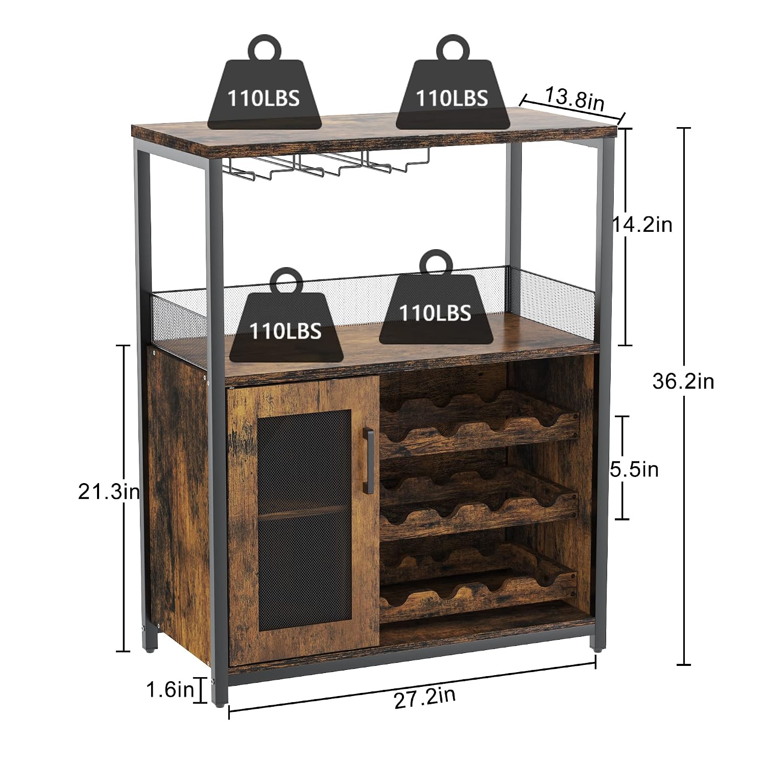 현대적인 36인치 브라운 바 캐비닛 메쉬 도어 및 유리 - Home Bar Shelves 리뷰 및 가격