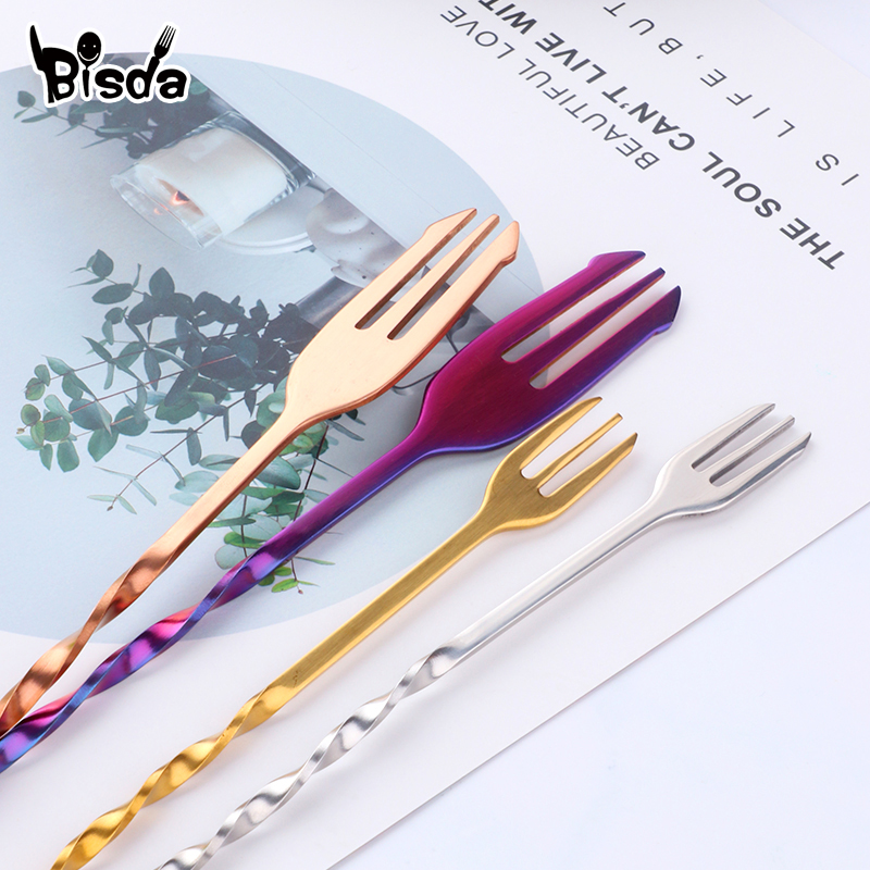 포크가 있는 칵테일 바 스푼, 스위즐 스테인레스 스틸, - Bar Spoon Twisted 리뷰 및 가격
